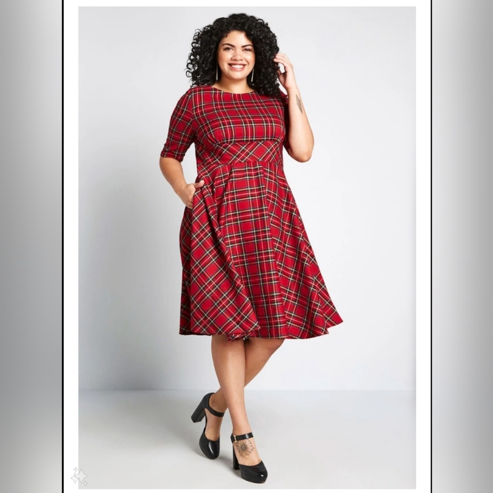 Hello Bunny Plaid Fit and Flare Dress